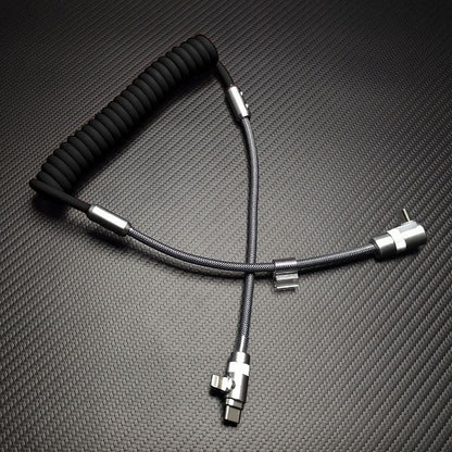 "Color-Blocked Chubby" 2-In-1 90° Elbow Spring Silicone Braided Cable