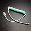 "Colorblock Chubby" Spring Braided Silicone Charge Cable - LIght Blue+White