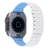 "Contrast Bamboo" Silicone Magnetic Band for Apple Watch - White+Blue