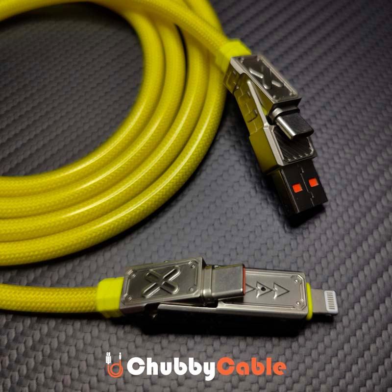 "Dynamic Chubby" 240W 4-in-1 RGB Charging Cable with Zinc Alloy Connectors