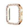 Electroplating Hollow Double Row Diamond Protective Case Suitable For Apple Watch - Rose Gold