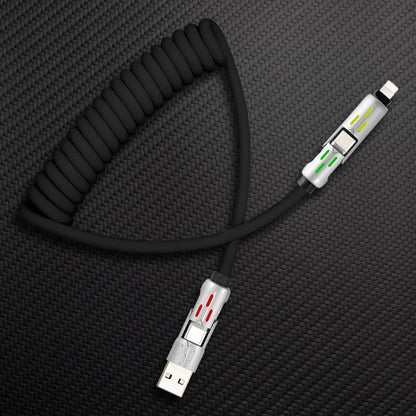 🆕"GlowCharge Pro" 240W 4-in-1 Spring Car Cable with Lights