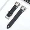 Leather Mechanical Metal Pin Buckle Band For Apple Watch - Titanium + Black