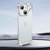 Shaped Metal Bezel Backless Phone Case with Lens Film - Silver