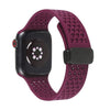 Silicone Folding Magnetic Buckle Watch Band For Apple Watch - Wine Red