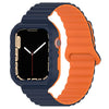 Sports Magnetic Silicone Integrated Watch Band For Apple Watch - Midnight Blue + Orange