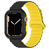 Sports Magnetic Silicone Integrated Watch Band For Apple Watch - Black + Yellow