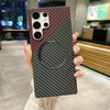 Samsung S24 Ultra Magsafe Carbon Fiber Magnetic Anti-Fall Ultra-Thin Mobile Phone Case - Black Red